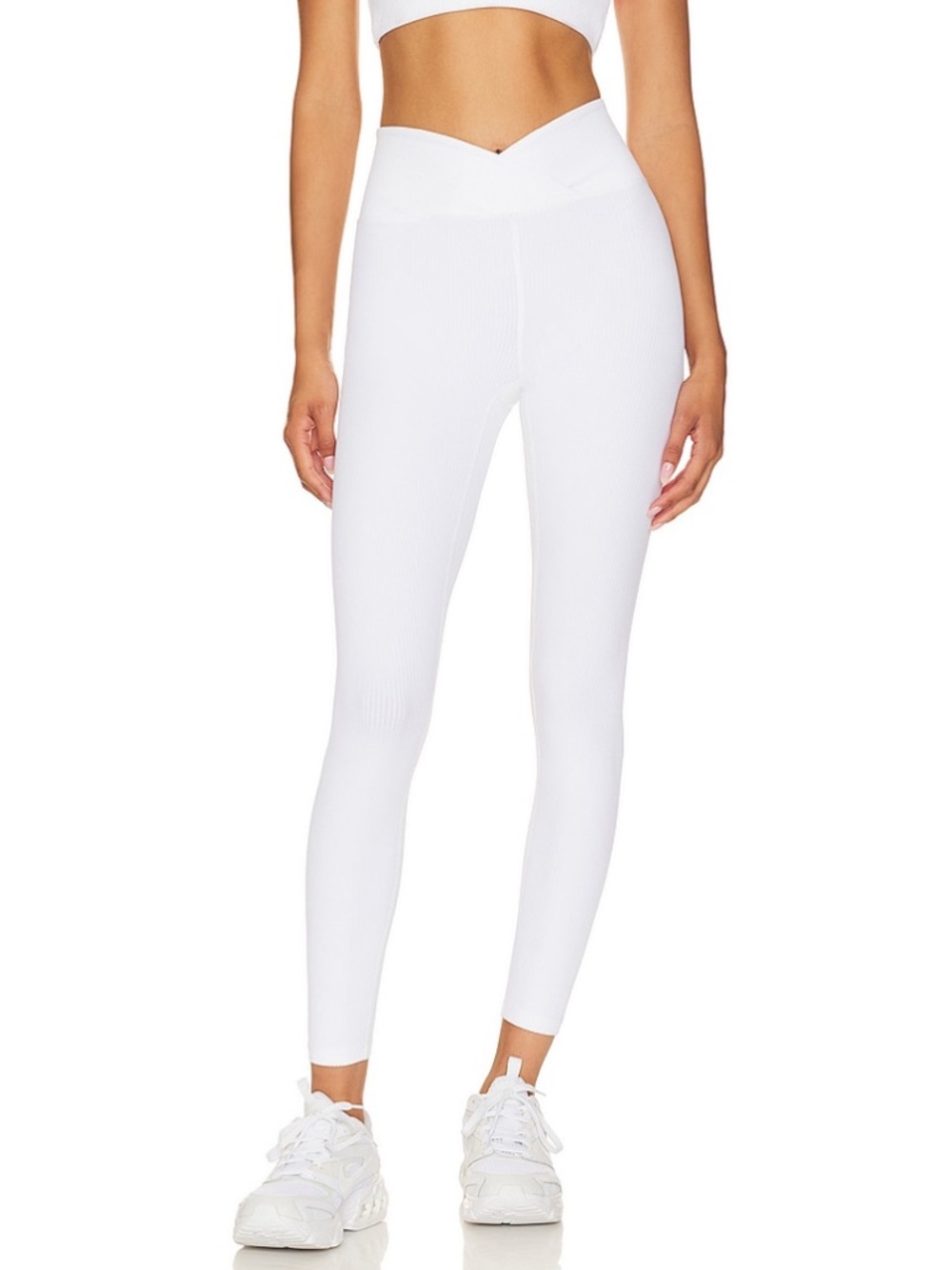 Year of Ours White V-Front High-Waist Leggings with Pink-Trim Top